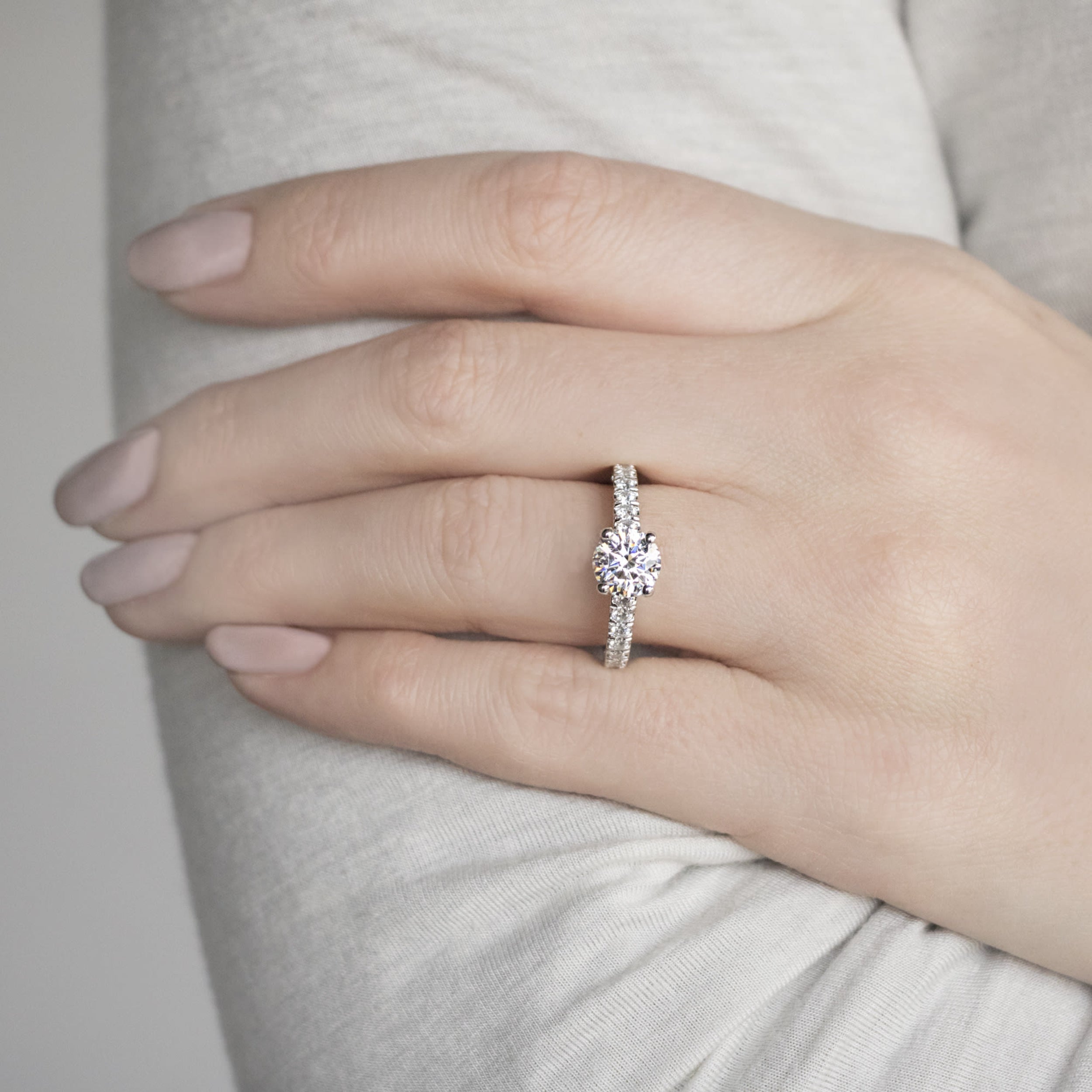 Fleur Round Cut Moissanite Engagement Ring