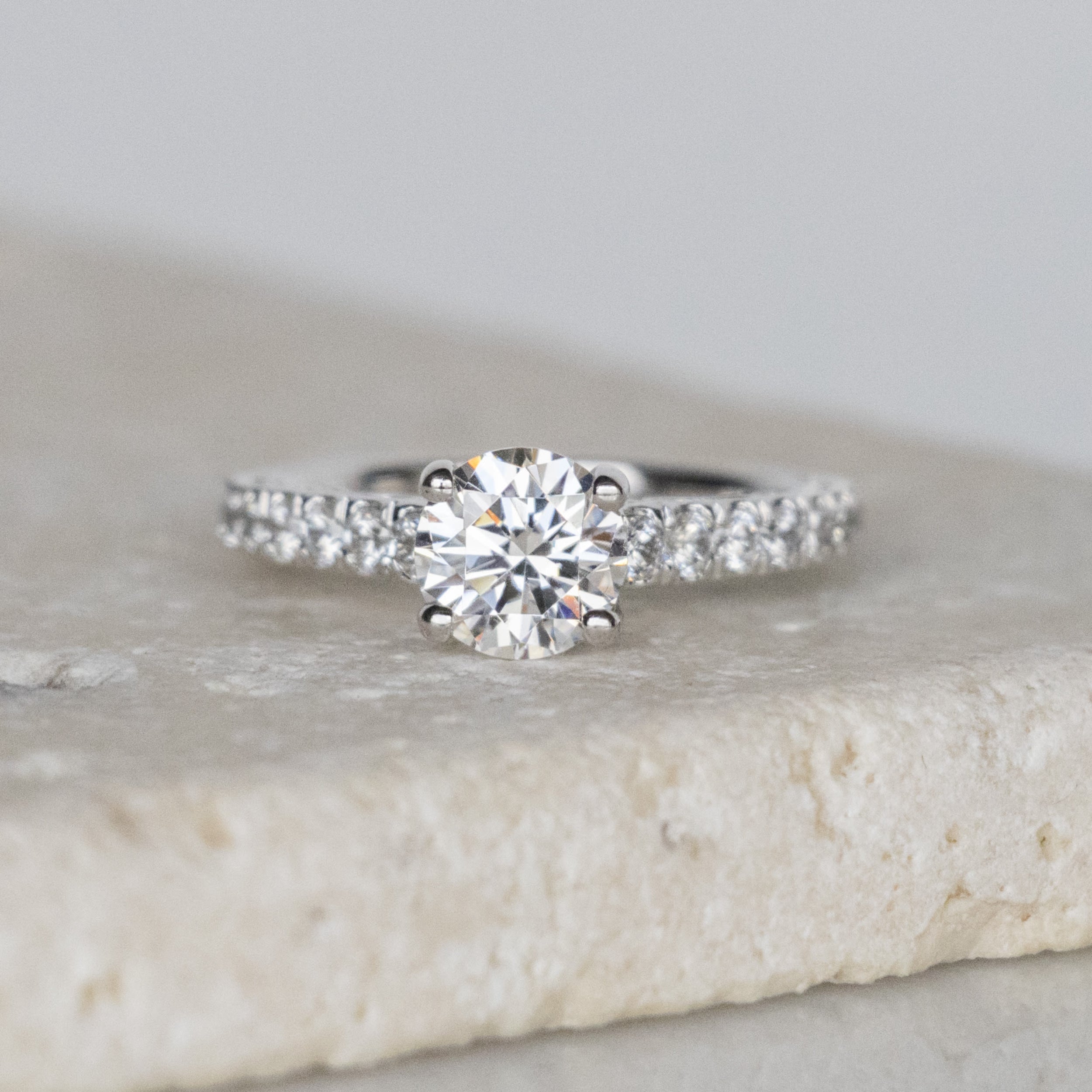 Fleur Round Cut Moissanite Engagement Ring