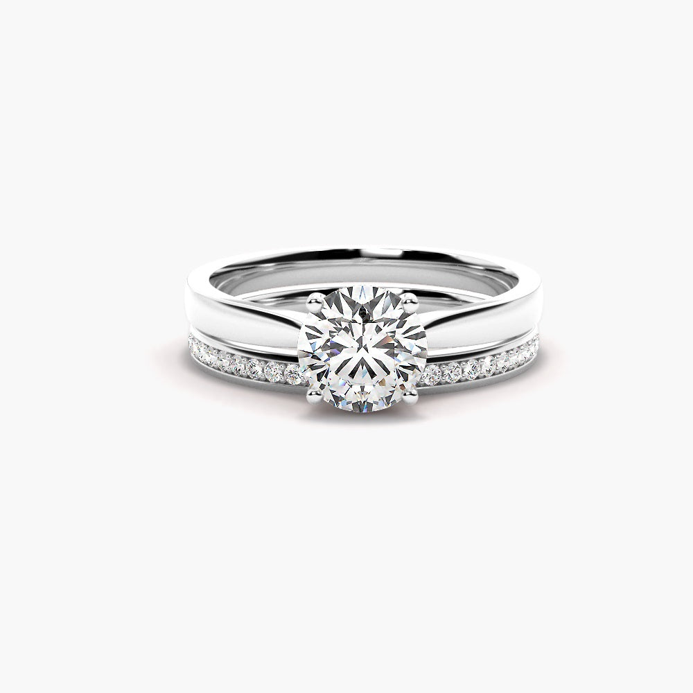 Round Brilliant Cut Moissanite Solitaire Ring Set For Bridal