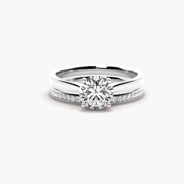 Round Brilliant Cut Moissanite Solitaire Ring Set For Bridal