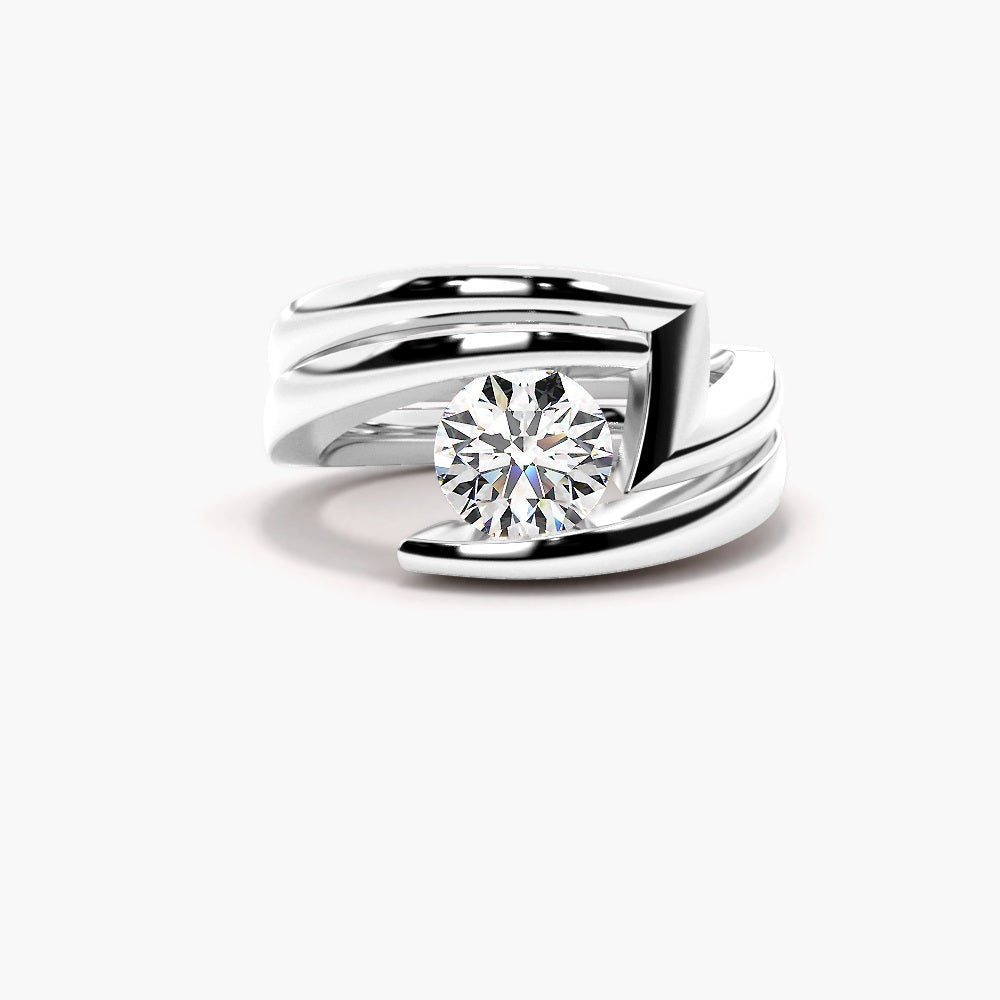 Round Cut VVS1 Moissanite Solitaire Bridle Ring Set