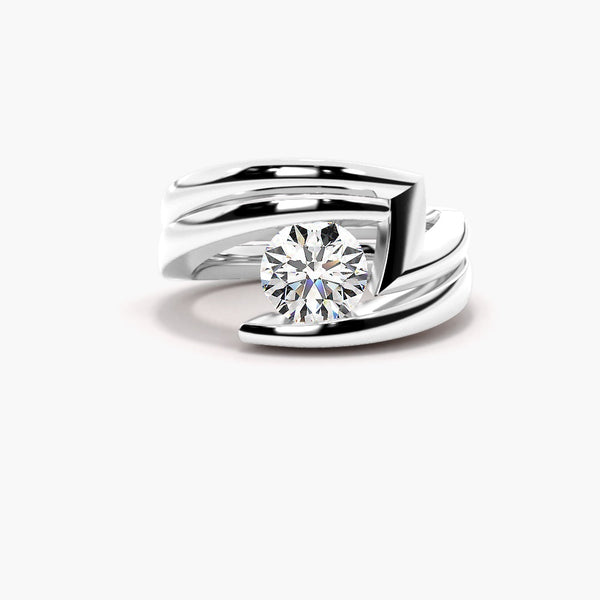 Round Cut VVS1 Moissanite Solitaire Bridle Ring Set