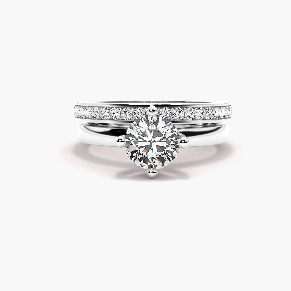 Round Cut Moissanite  Solitaire Bridal Ring Set
