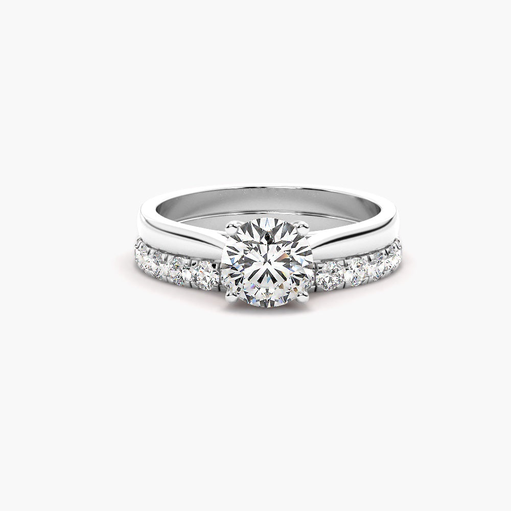 Colorless Moissanite Round Cut Solitaire Wedding ring Set For Women