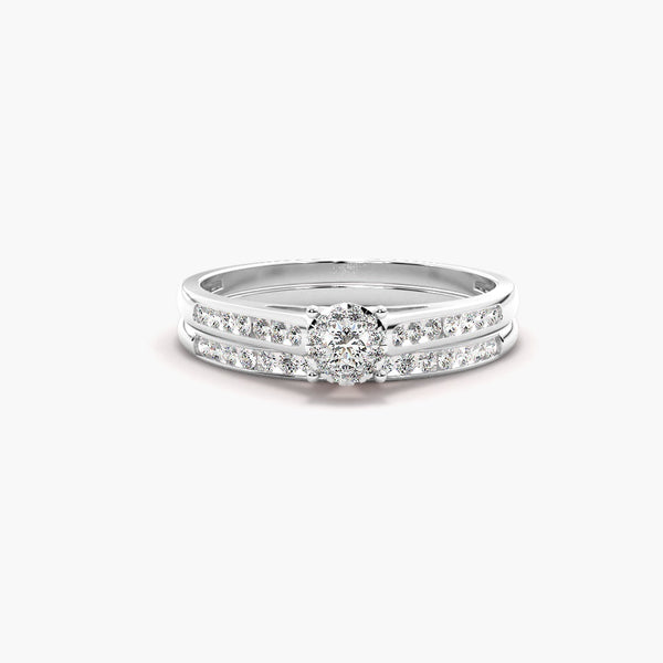 Round Cut Moissanite Channel Set Wedding Ring Set
