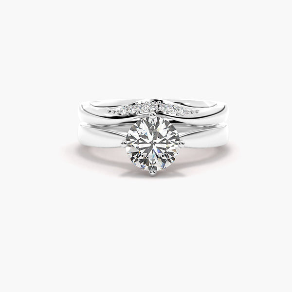 Round Cut Moissanite Solitaire Bridal Ring Set