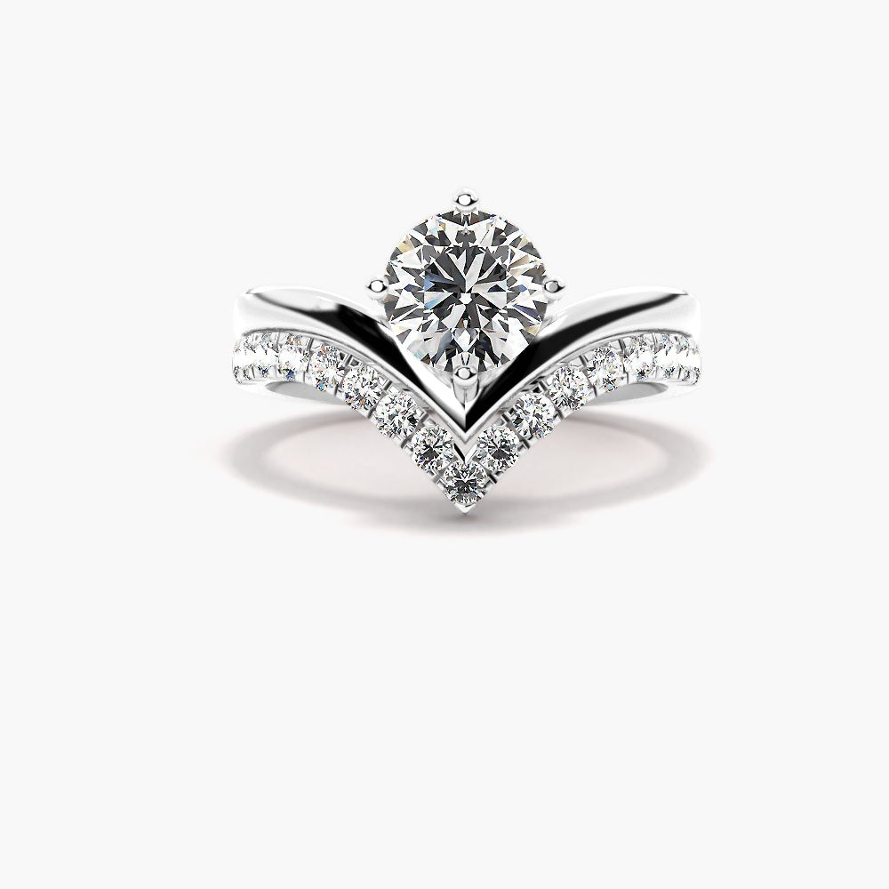 Round Cut Moissanite Solitaire Ring Set For Anniversary Gift