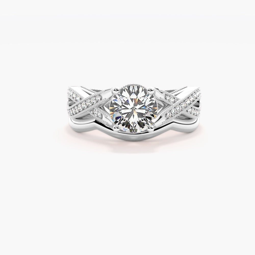 Moissanite Round Cut Twisted Style Ring Set For Women