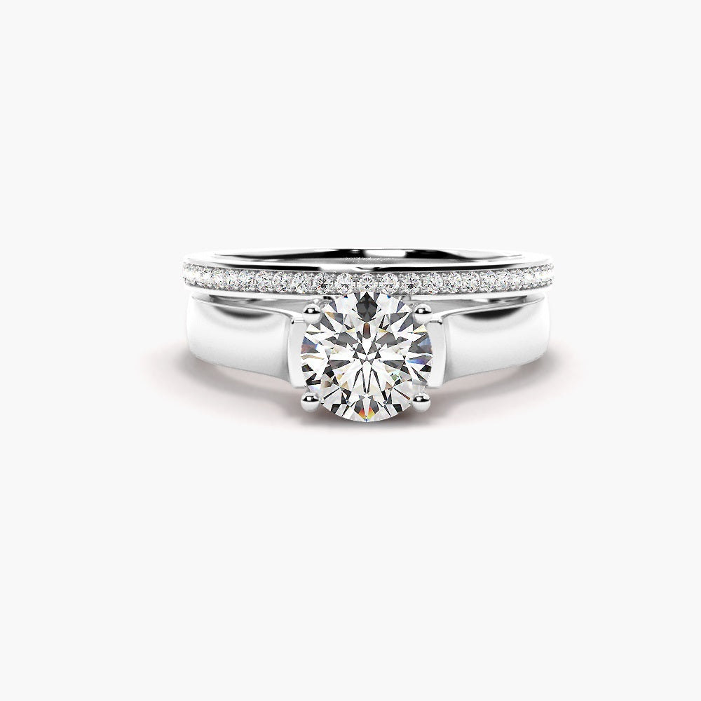 Round Brilliant Cut Moissanite Solitaire Bridal Ring Set