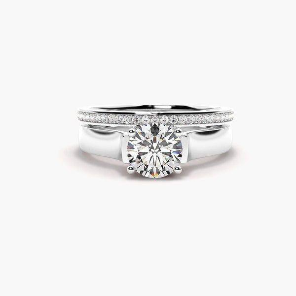 Round Brilliant Cut Moissanite Solitaire Bridal Ring Set