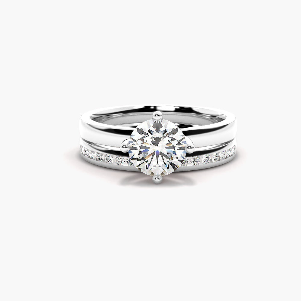 Moissanite Round Brilliant Cut Solitaire Wedding Ring Set