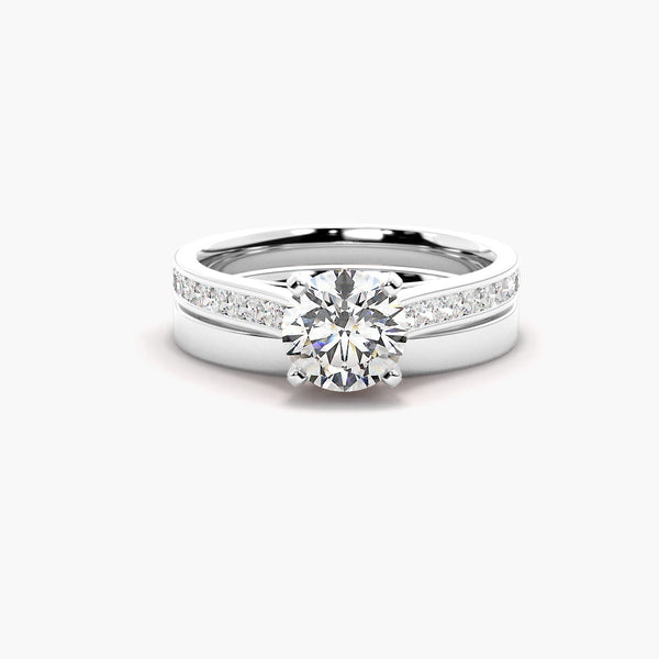 Moissanite Round Cut Channel Set Wedding Ring Set