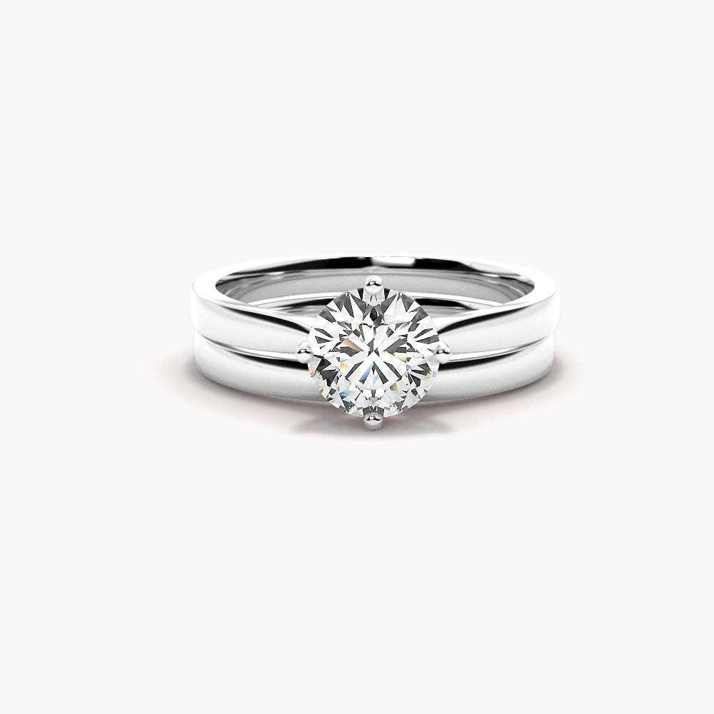Moissanite Round Cut Solitaire Wedding Ring Set