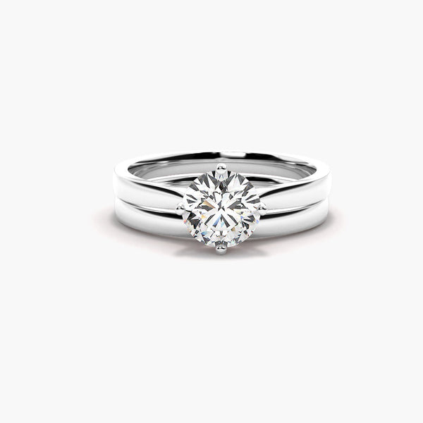 Moissanite Round Cut Solitaire Wedding Ring Set