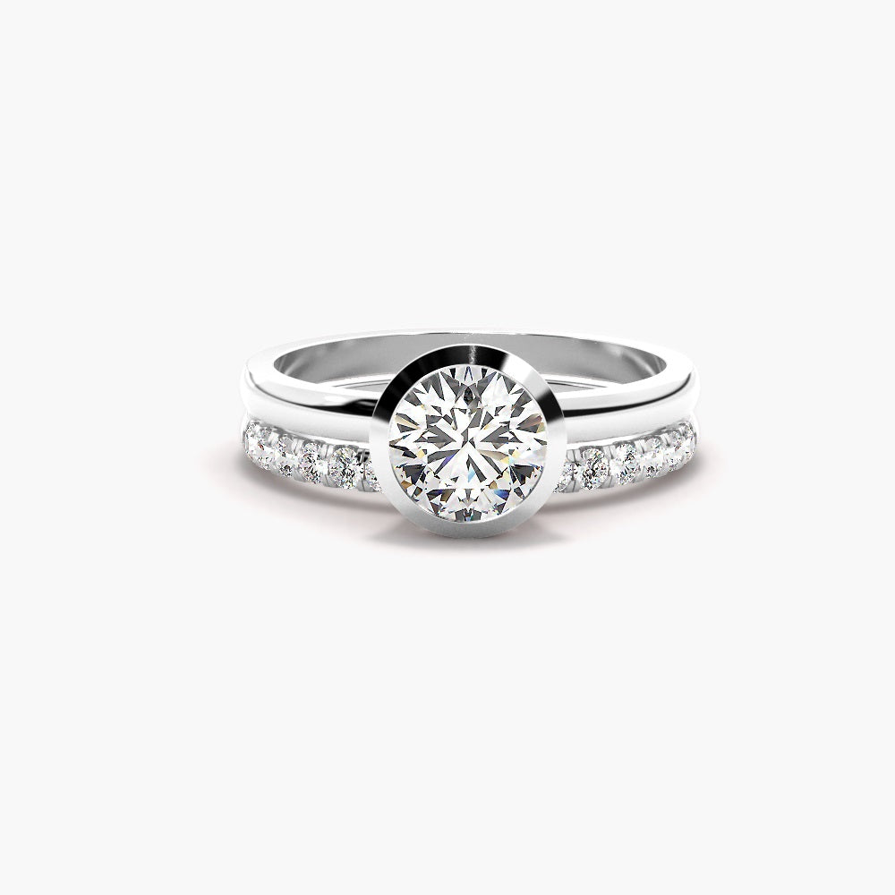 Moissanite Round Cut Solitaire Wedding Ring Set
