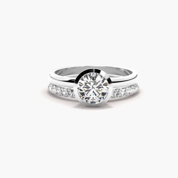 Moissanite Round Cut Solitaire Wedding Ring Set