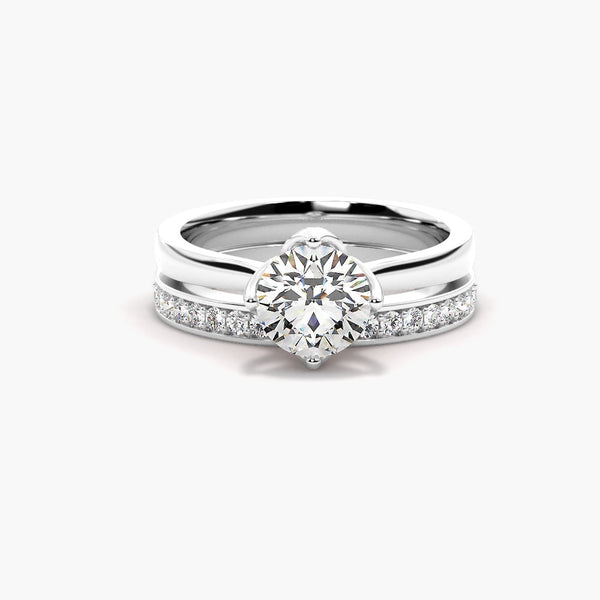 Round Cut Solitaire Moissanite Bridal Ring Set