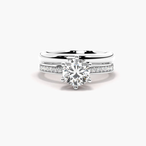 Moissanite Round Brilliant Cut Pave Set Wedding Ring Set