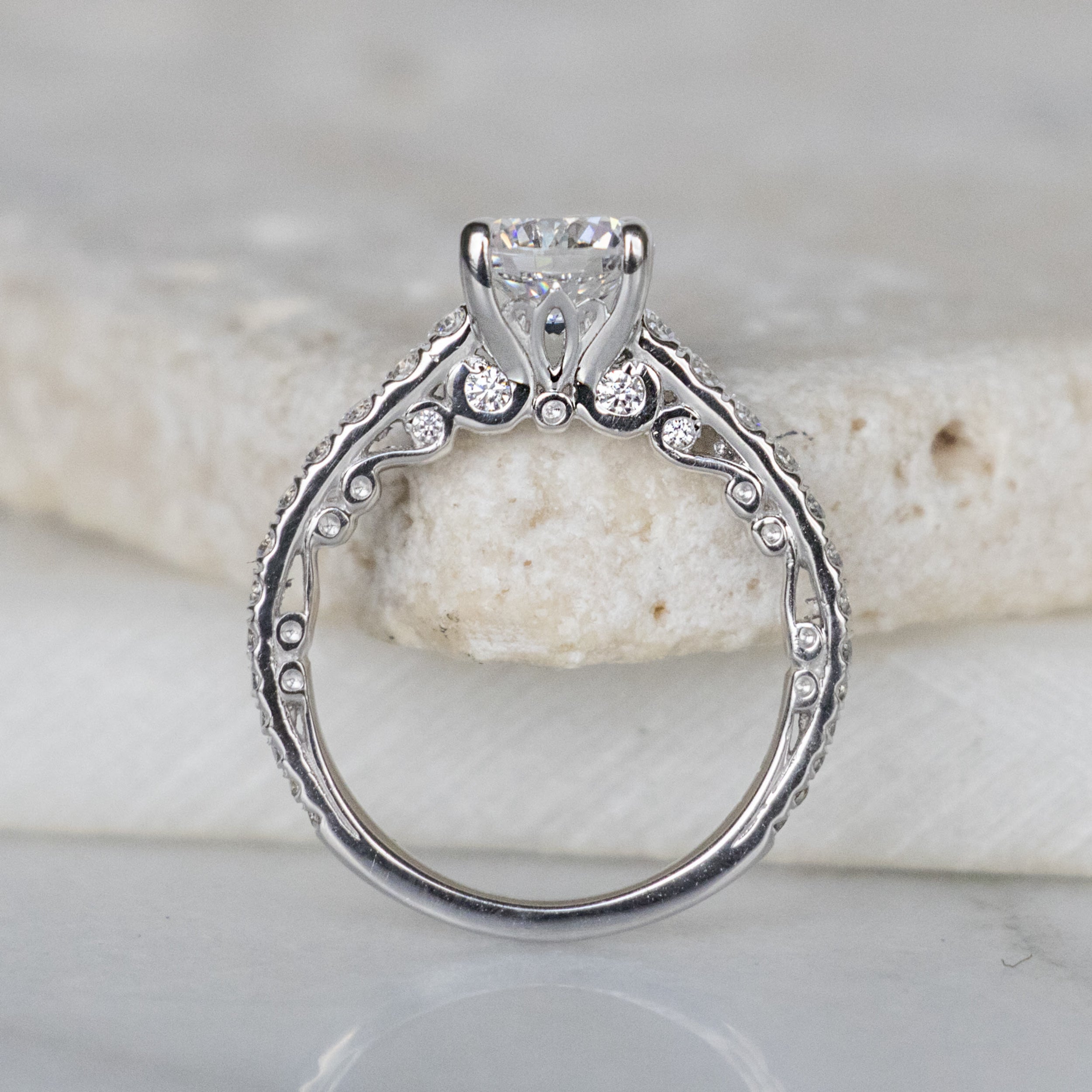 Fleur Round Cut Moissanite Engagement Ring