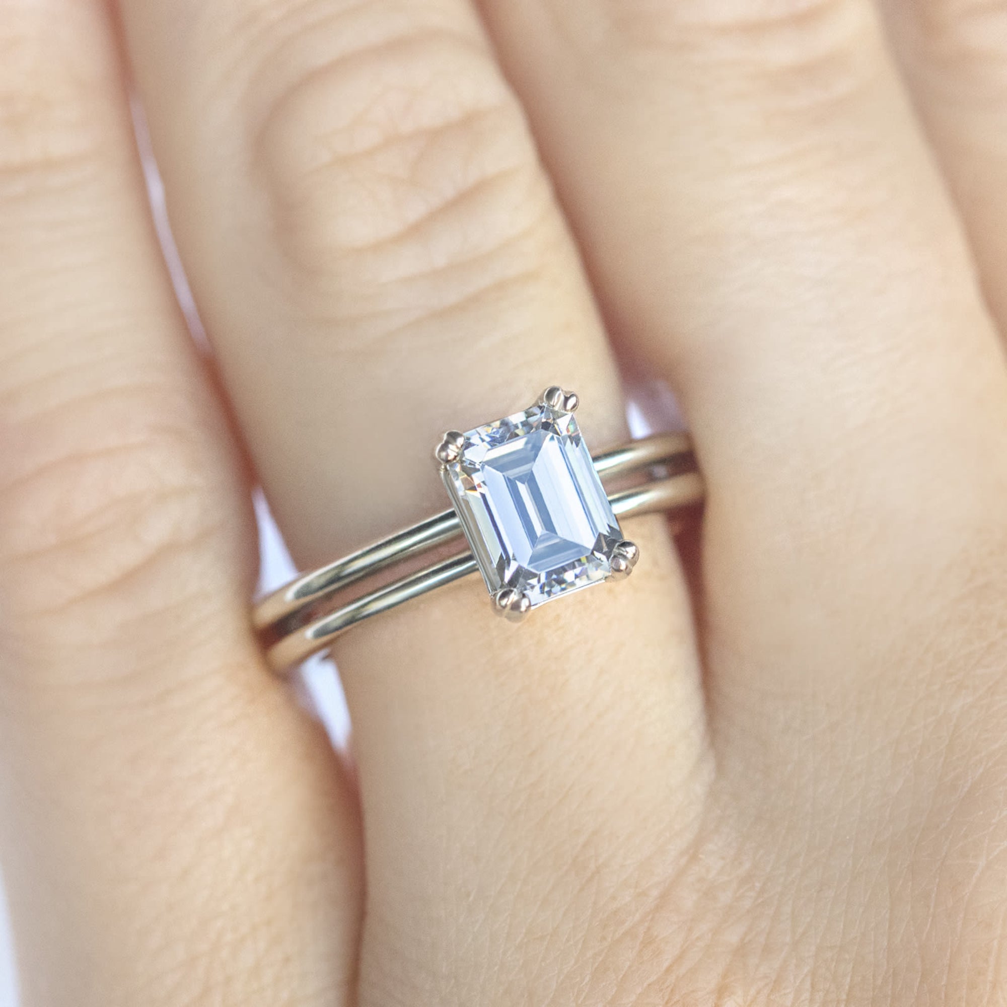 Emerald Cut Prong Set Solitaire Engagement Ring