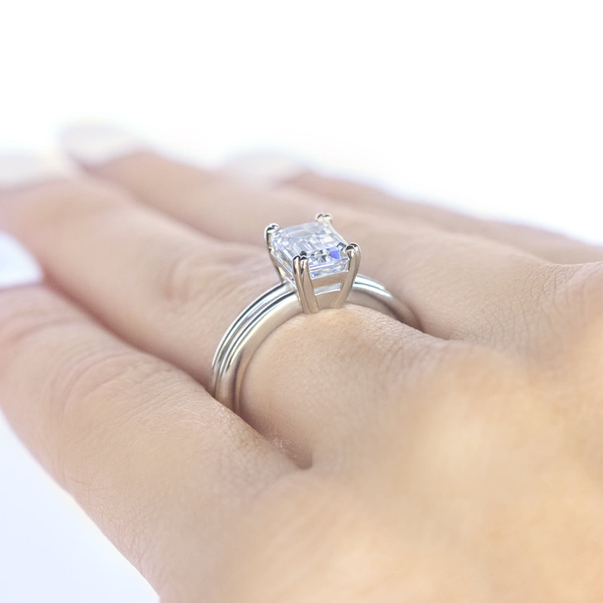 Emerald Cut Prong Set Solitaire Engagement Ring