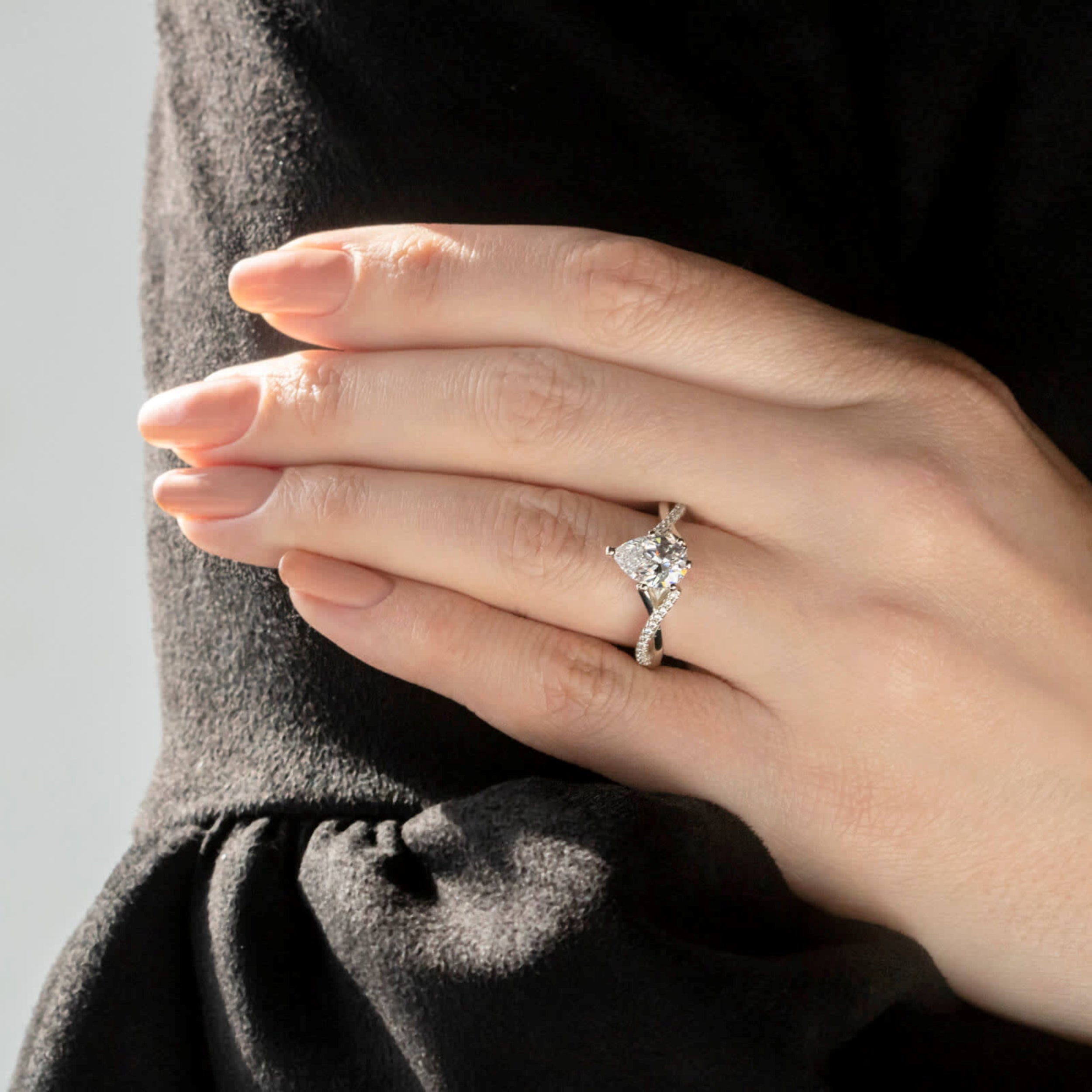 Pear Cut  Lab Grown Diamond Twisted Engagement Rings