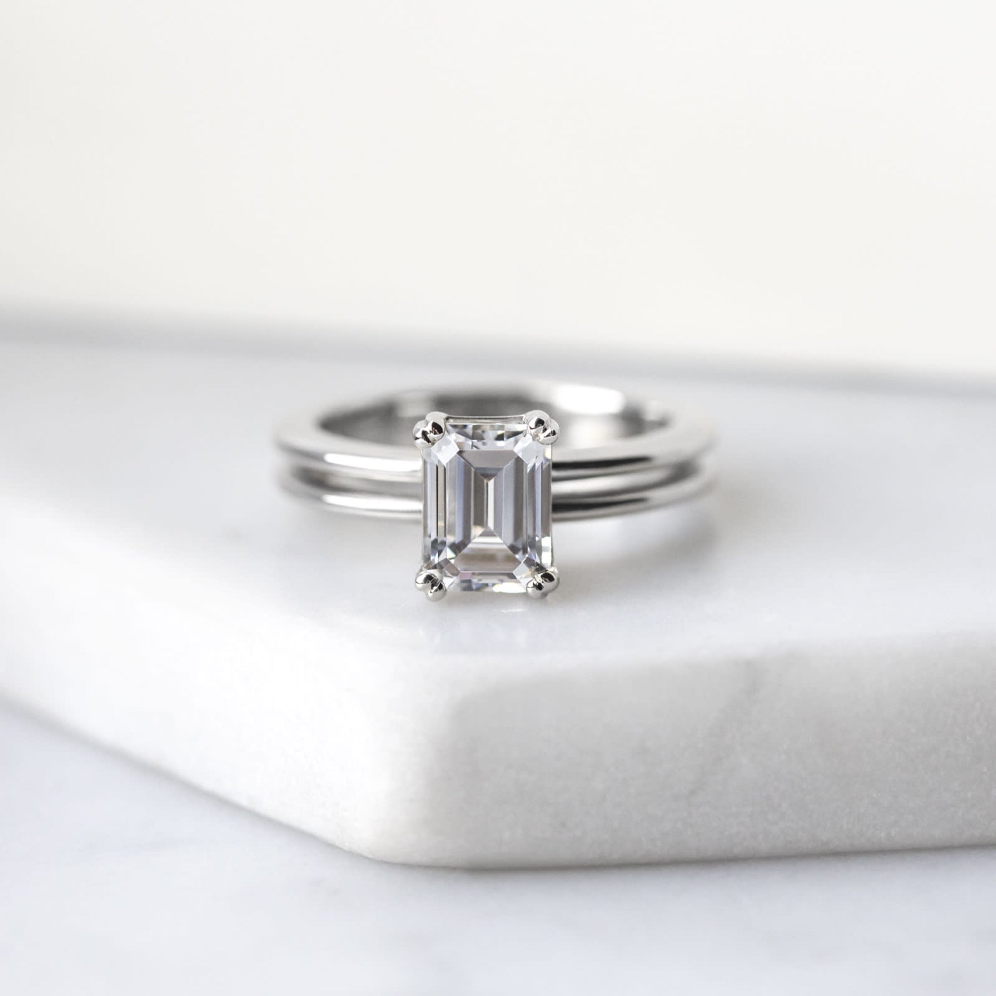 Emerald Cut Prong Set Solitaire Engagement Ring