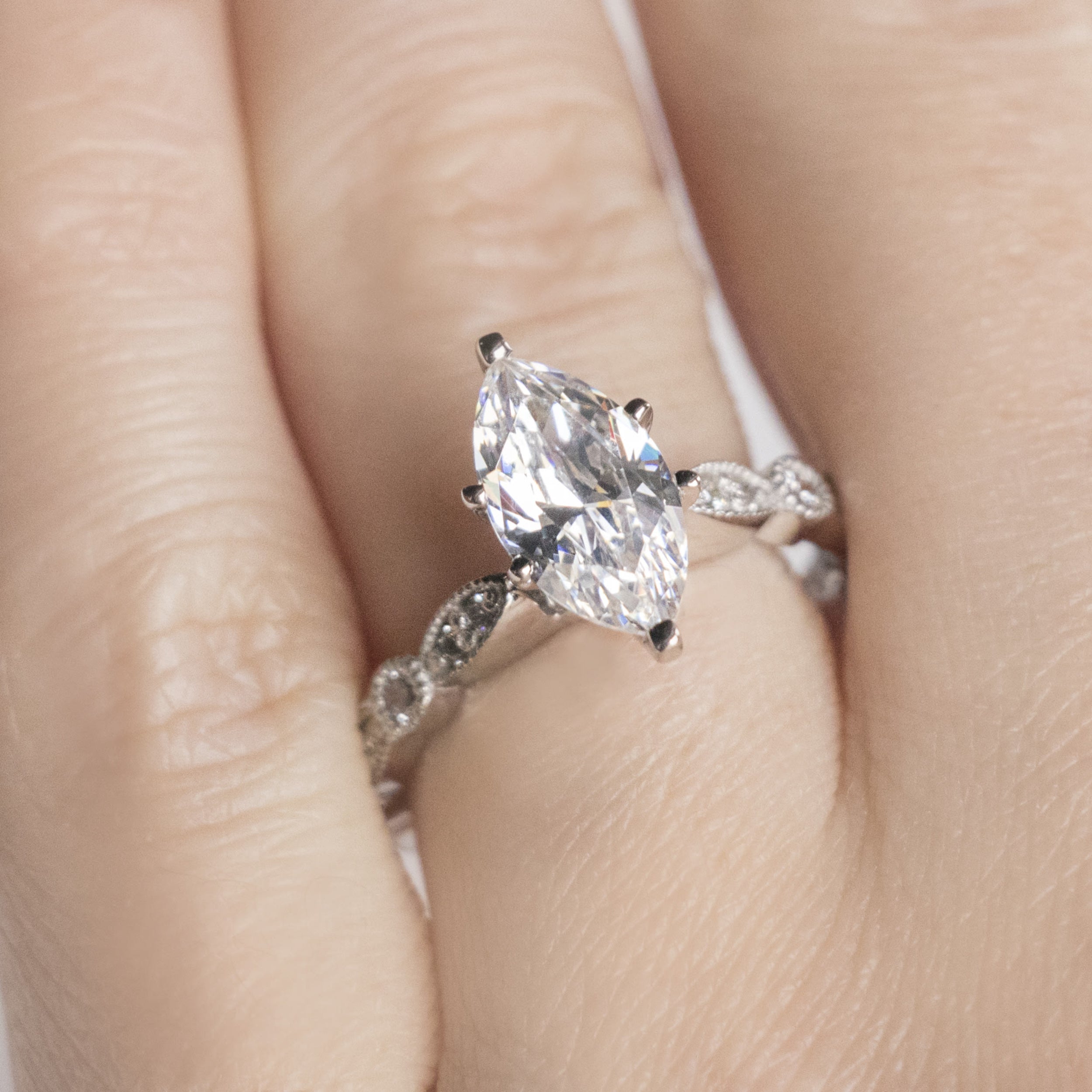 Infinite Love Marquise Cut Moissanite Diamond Engagement Ring