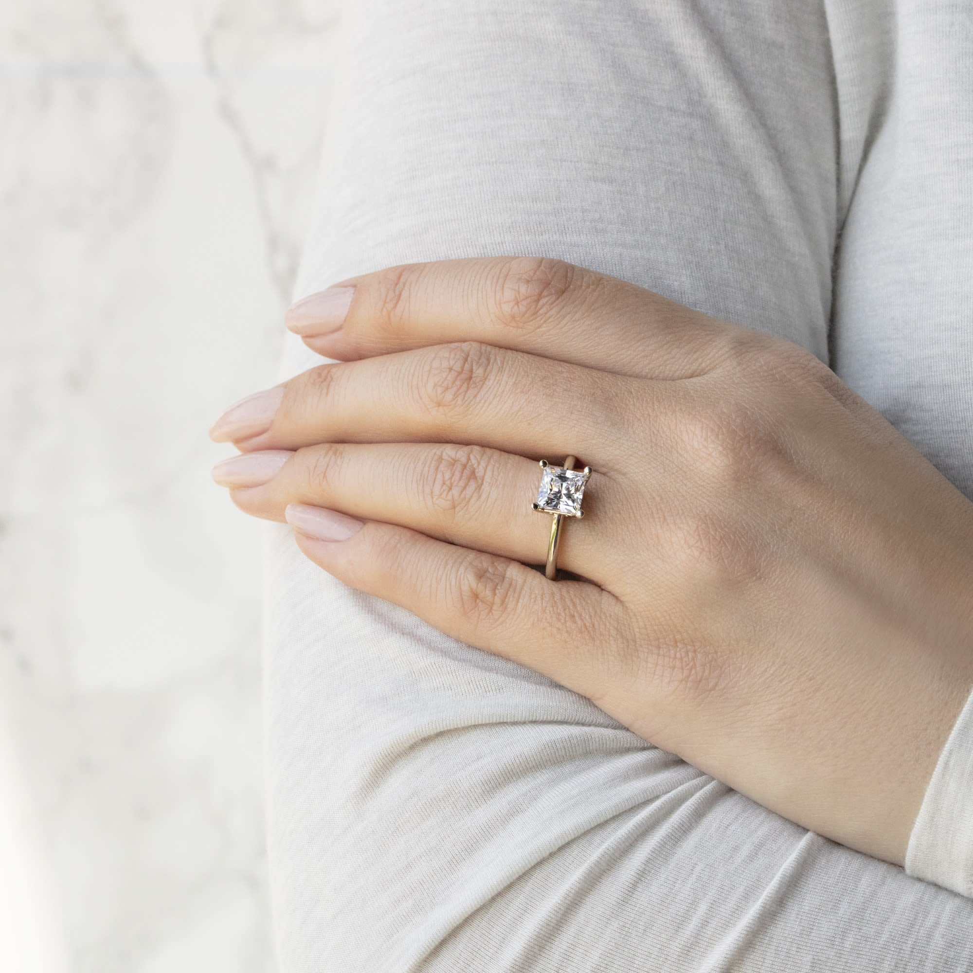 Princess Cut Basket Set Engagement Ring