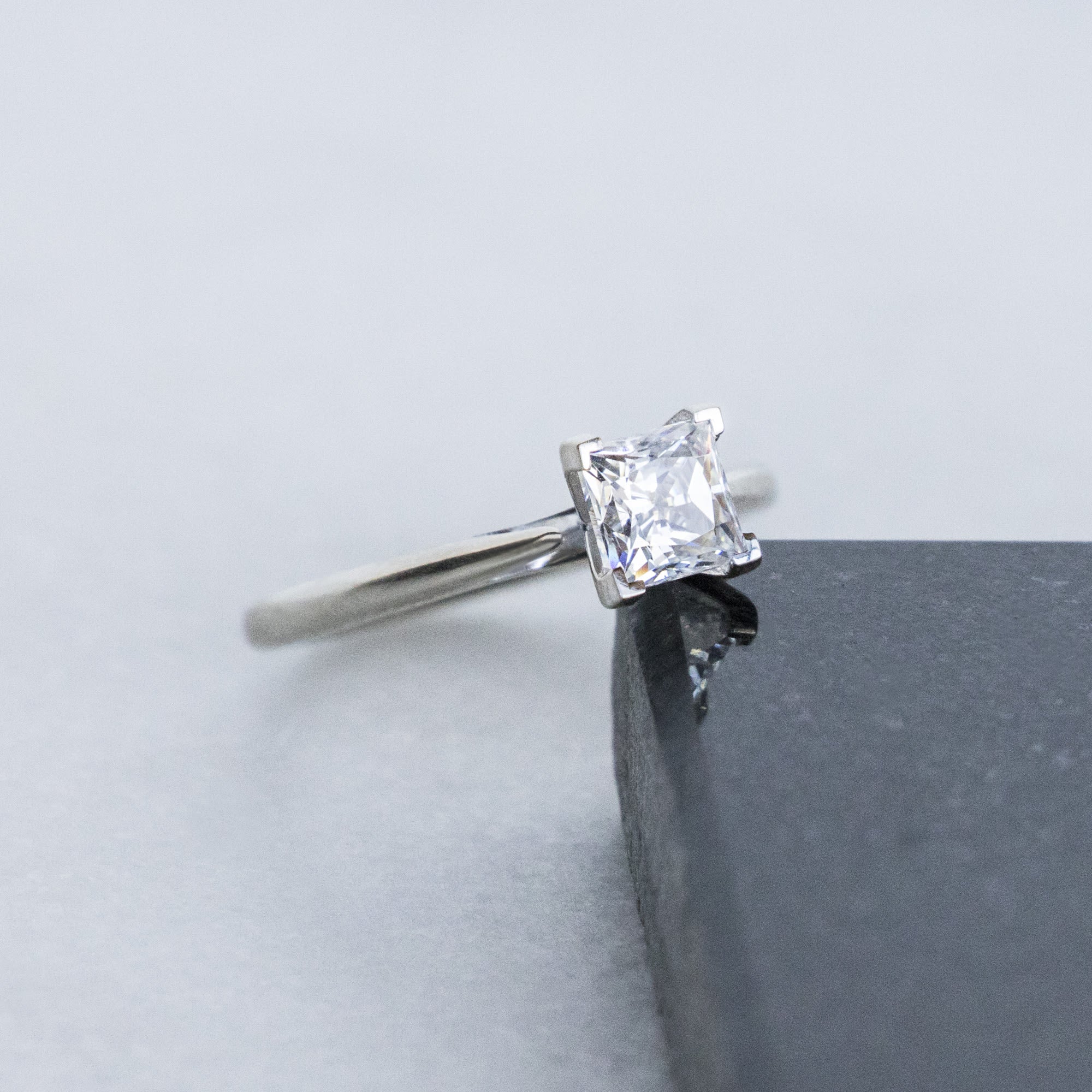 Princess Cut Moissanite Solitaire Engagement Ring