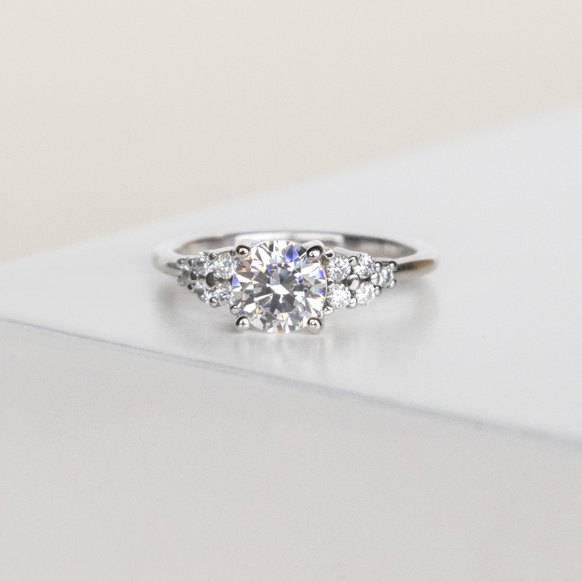 Brilliant Round Cut Moissanite Engagement Ring