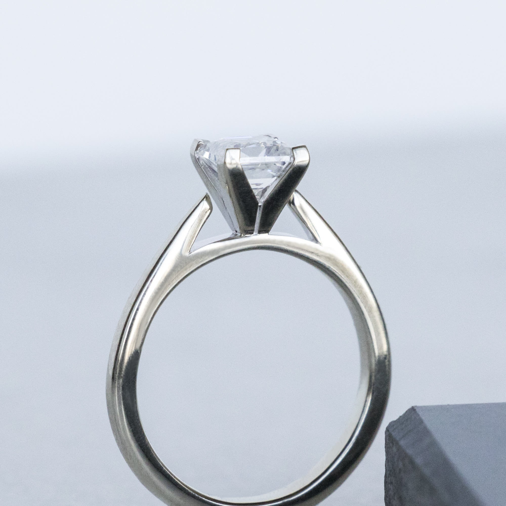 V Prong Set Princess Cut Solitaire Ring for Women