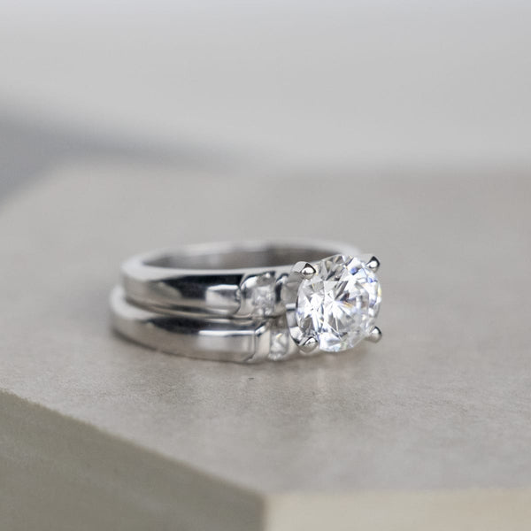 Princess Cut Moissanite Matching Wedding Band