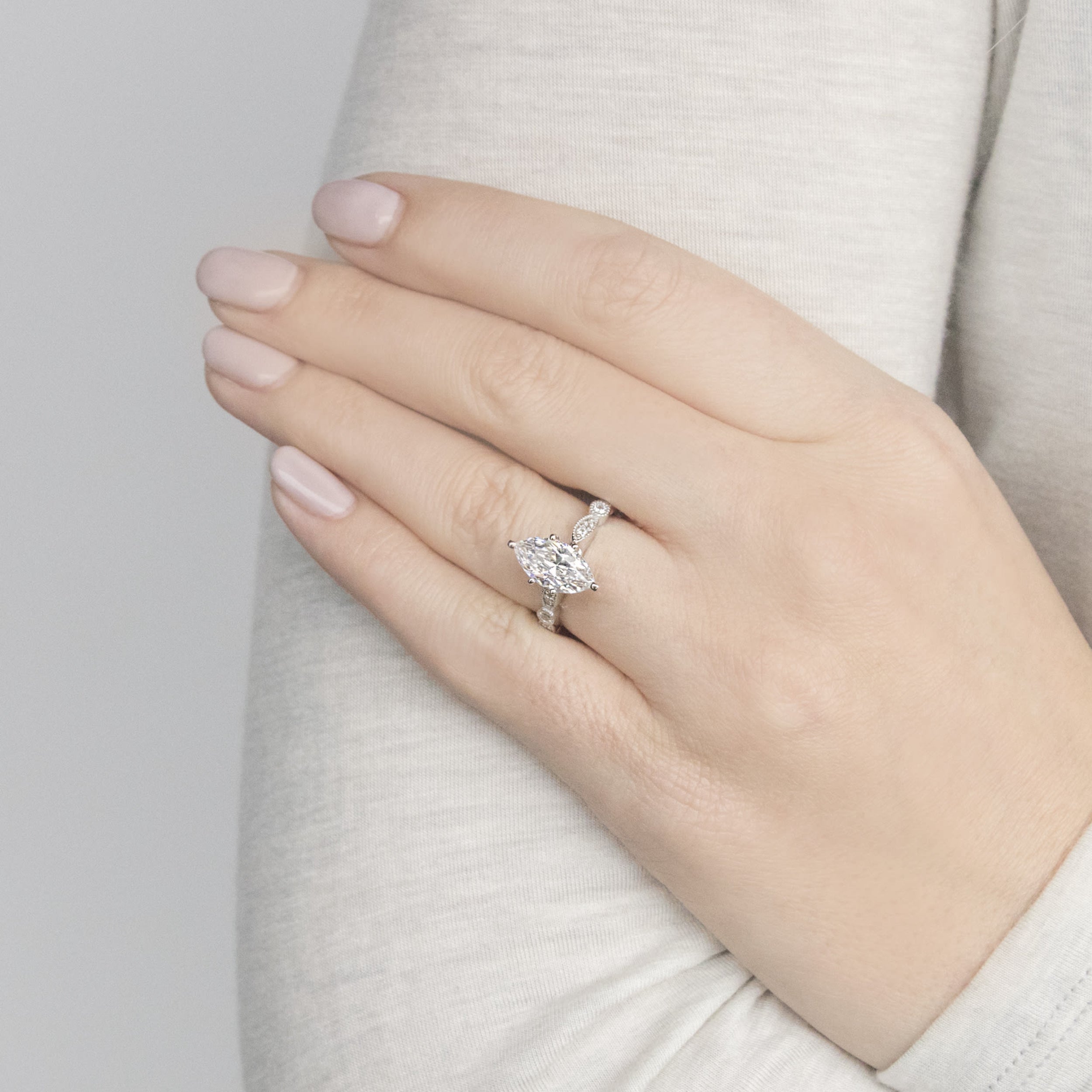 Infinite Love Marquise Cut Moissanite Diamond Engagement Ring