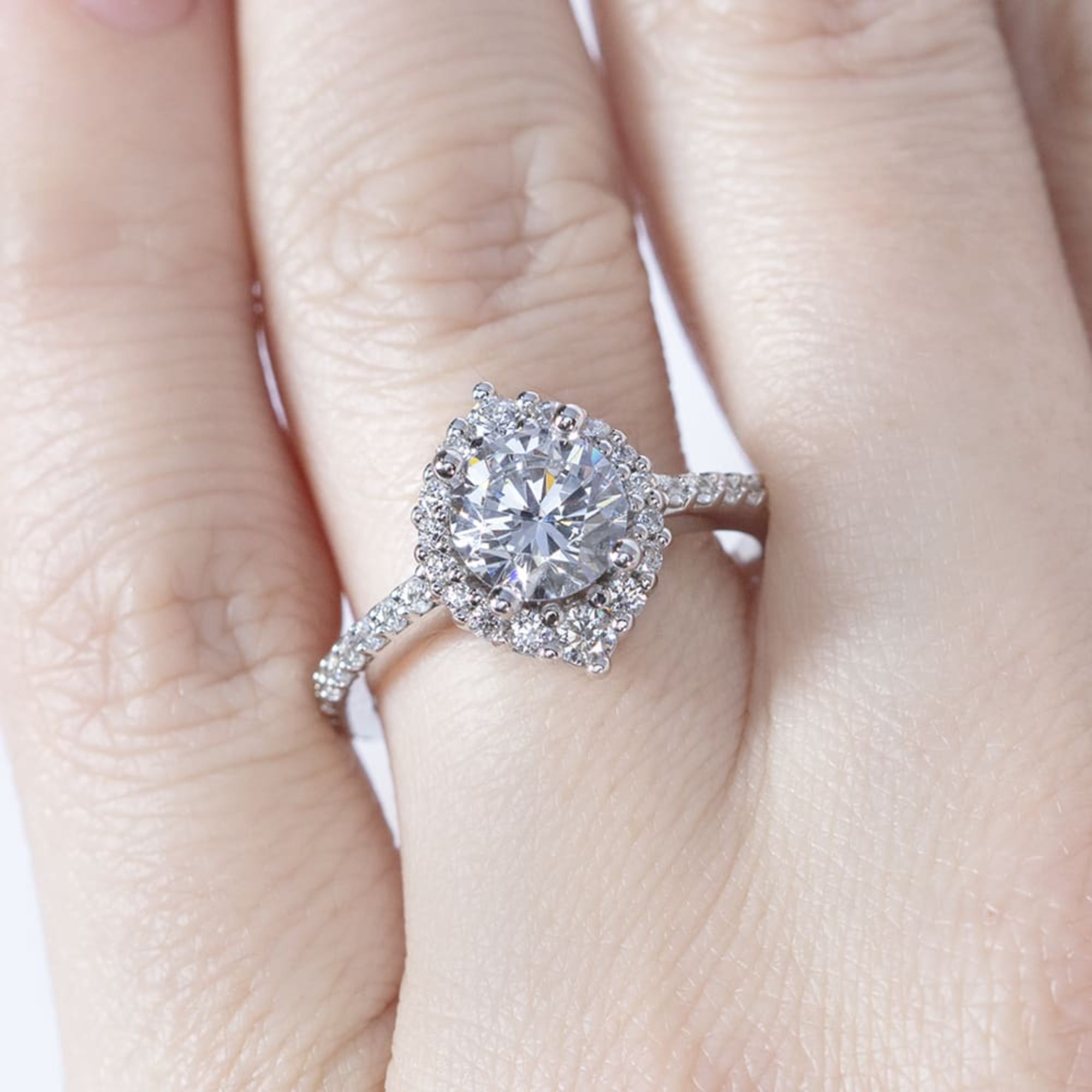 Round Brilliant Cut Halo Moissanite Ring