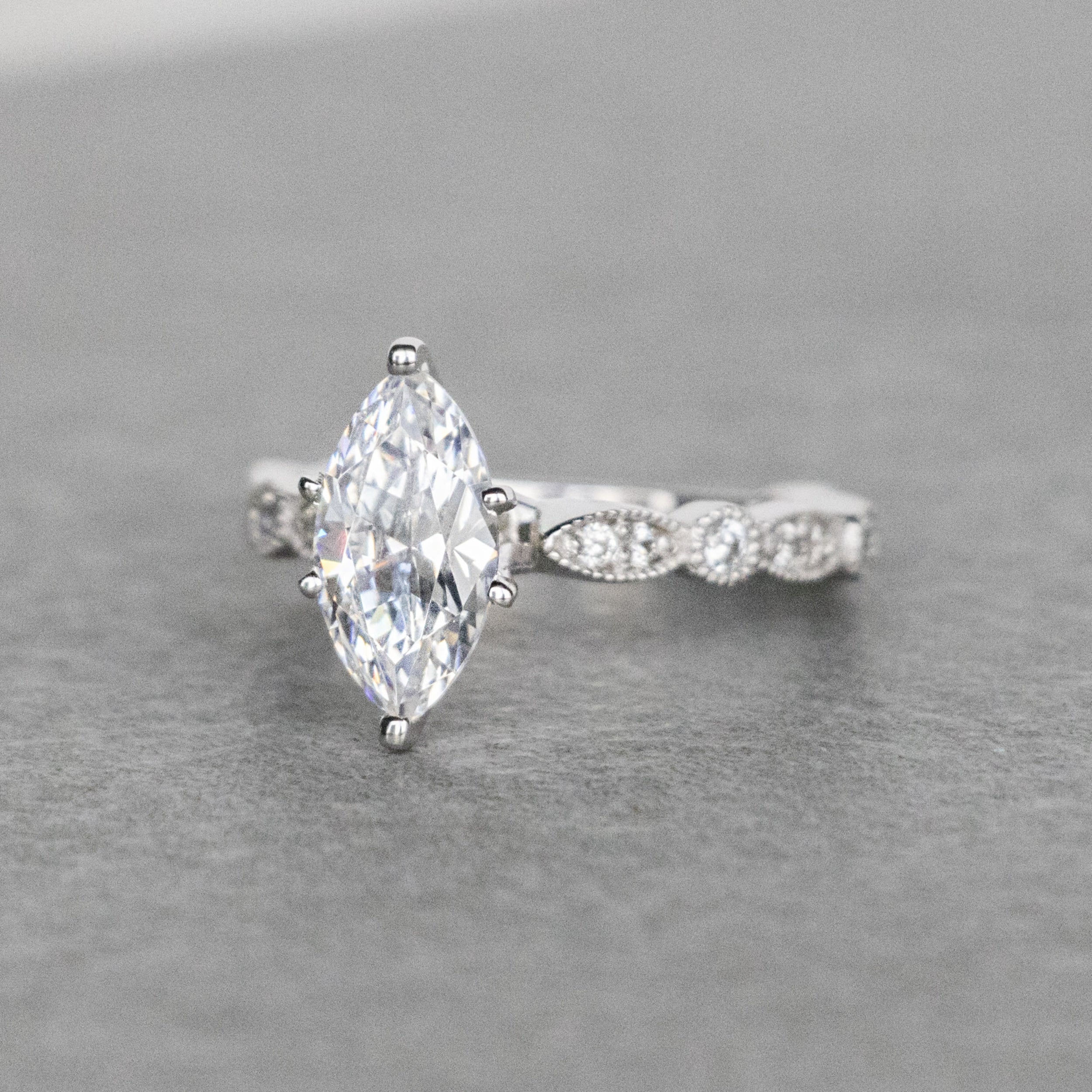 Infinite Love Marquise Cut Moissanite Diamond Engagement Ring