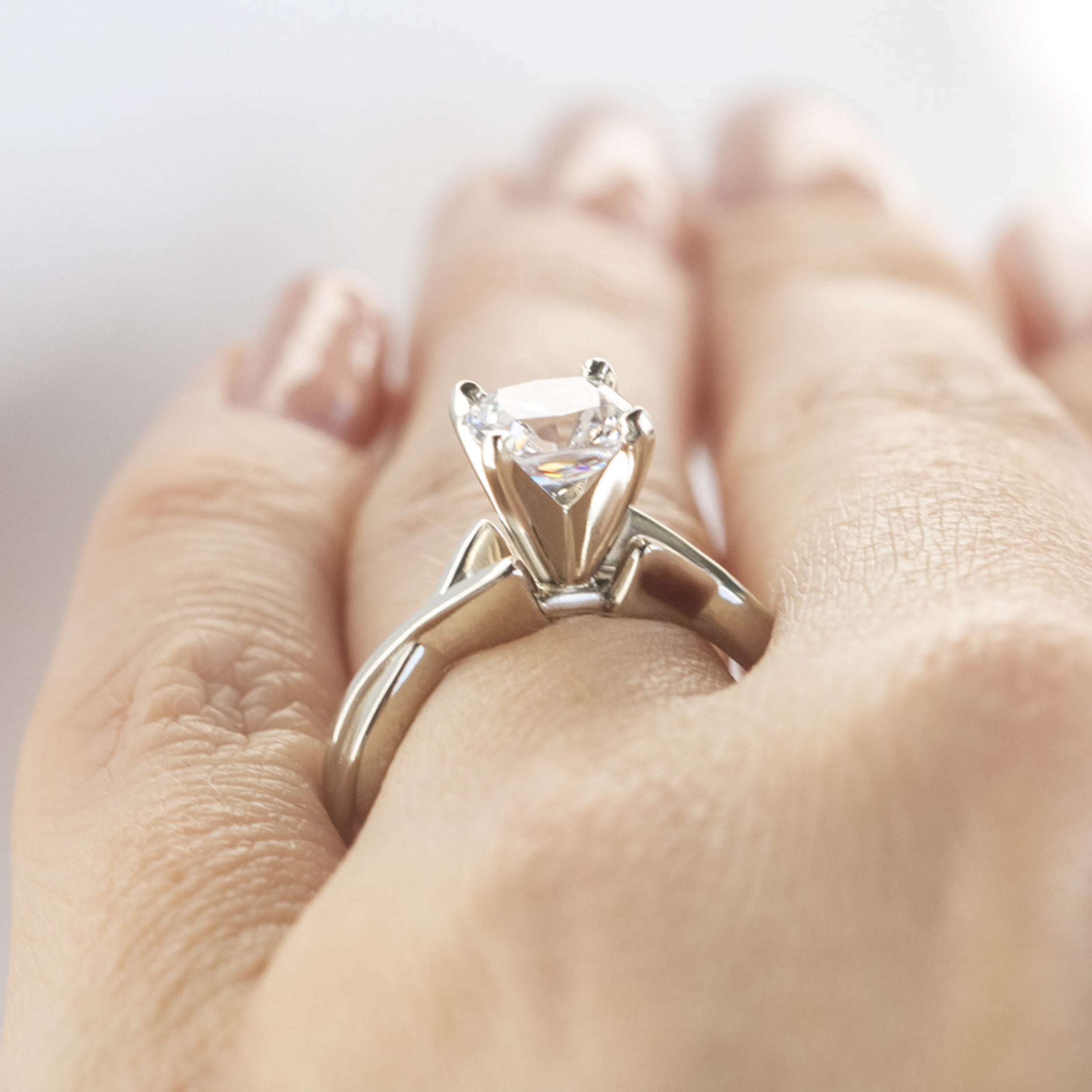 Cushion Cut Twisted Moissanite Engagement Ring