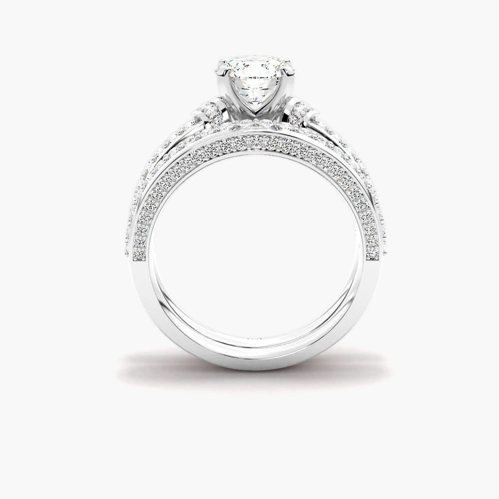 Moissanite Round Cut Pave Set Wedding Ring Set