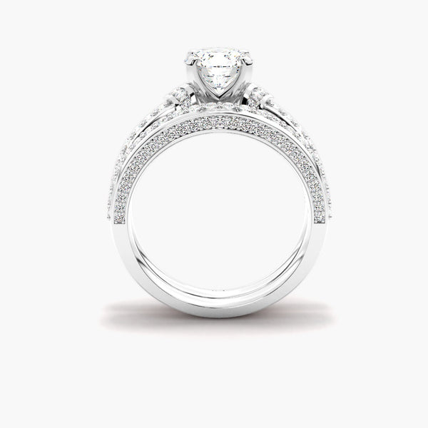 Moissanite Round Cut Pave Set Wedding Ring Set