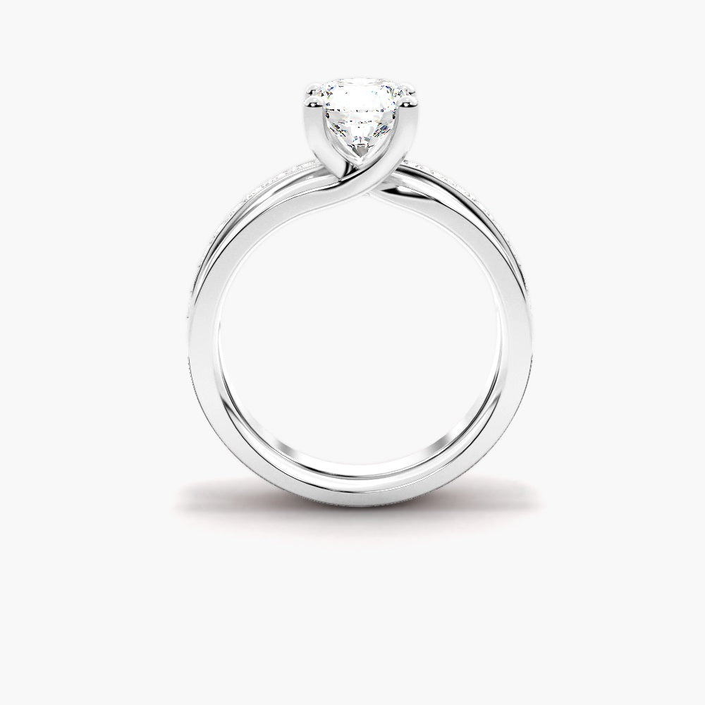 Colorless Moissanite Round Cut Solitaire Wedding Ring Set