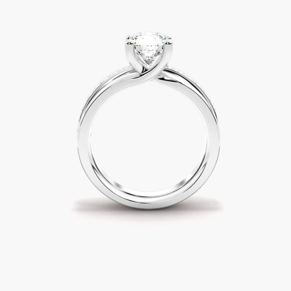 Colorless Moissanite Round Cut Solitaire Wedding Ring Set
