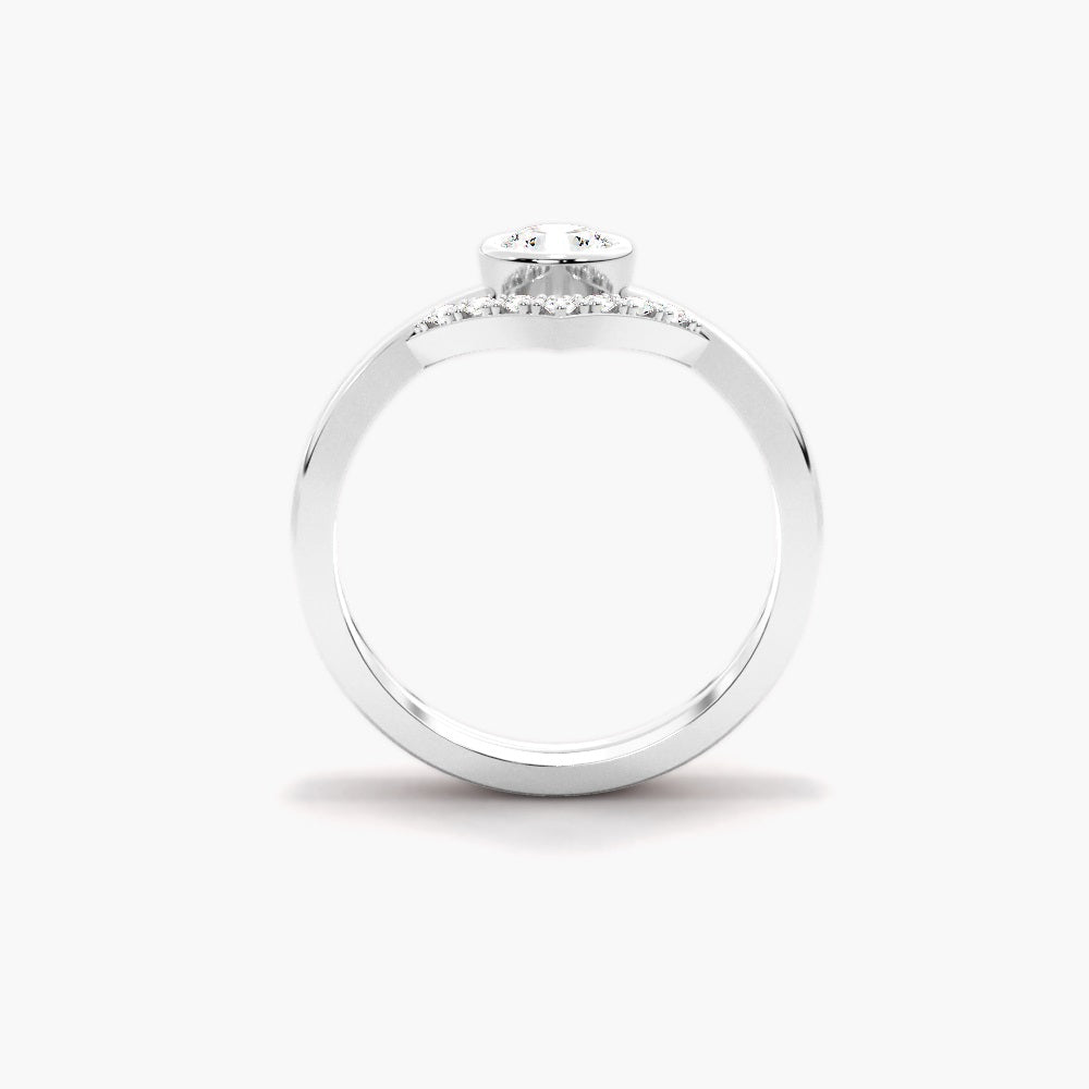 Round Cut Bezel Set Moissanite Ring Set For Wedding