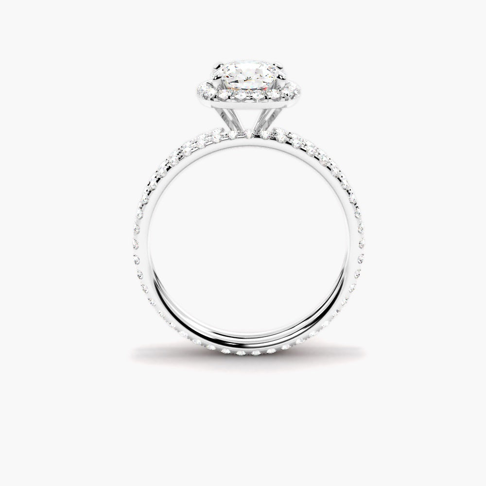 Cushion Cut Moissanite Halo Ring Set For Bridle