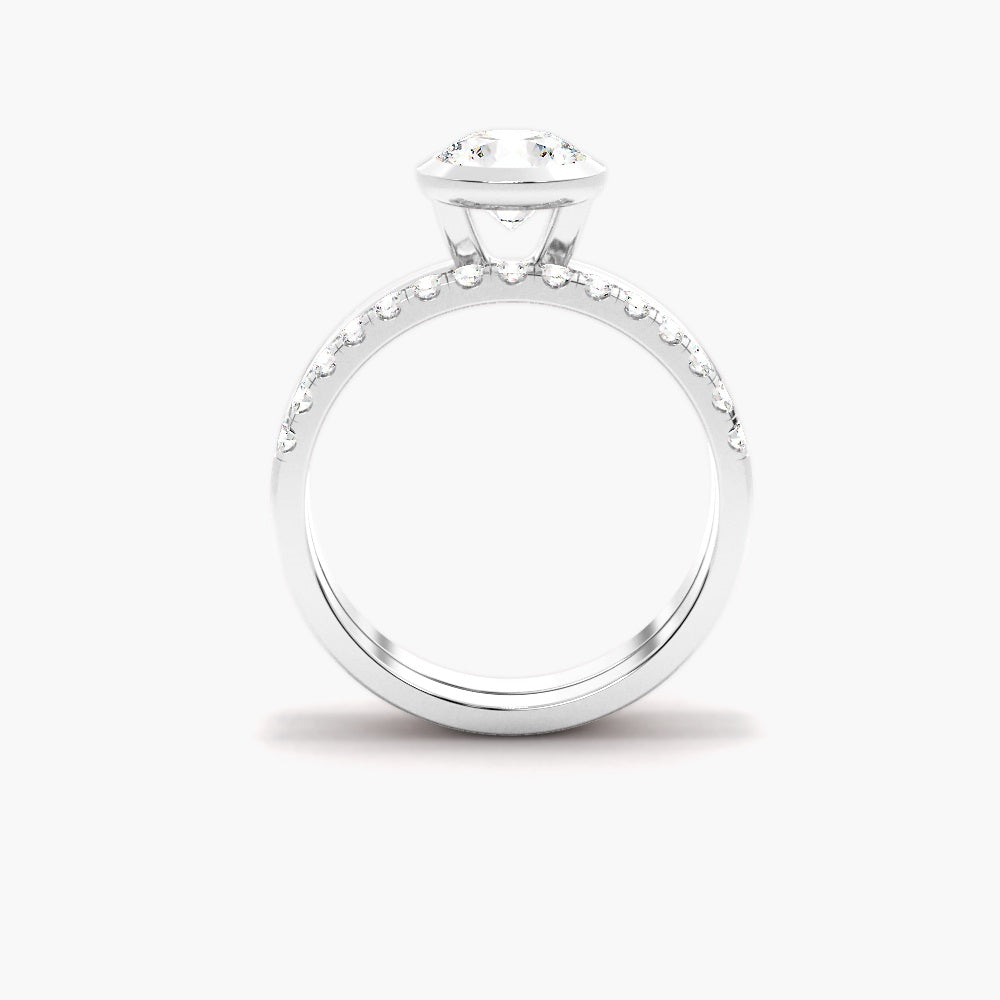 Moissanite Round Cut Solitaire Wedding Ring Set