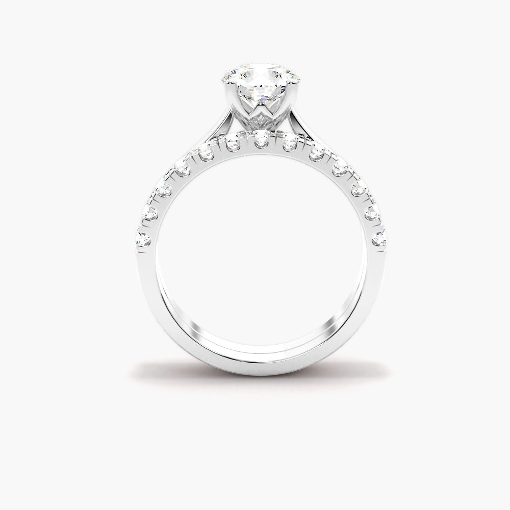 Colorless Moissanite Round Cut Solitaire Wedding ring Set For Women