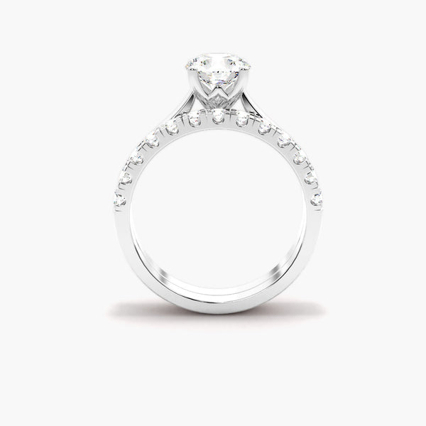 Colorless Moissanite Round Cut Solitaire Wedding ring Set For Women