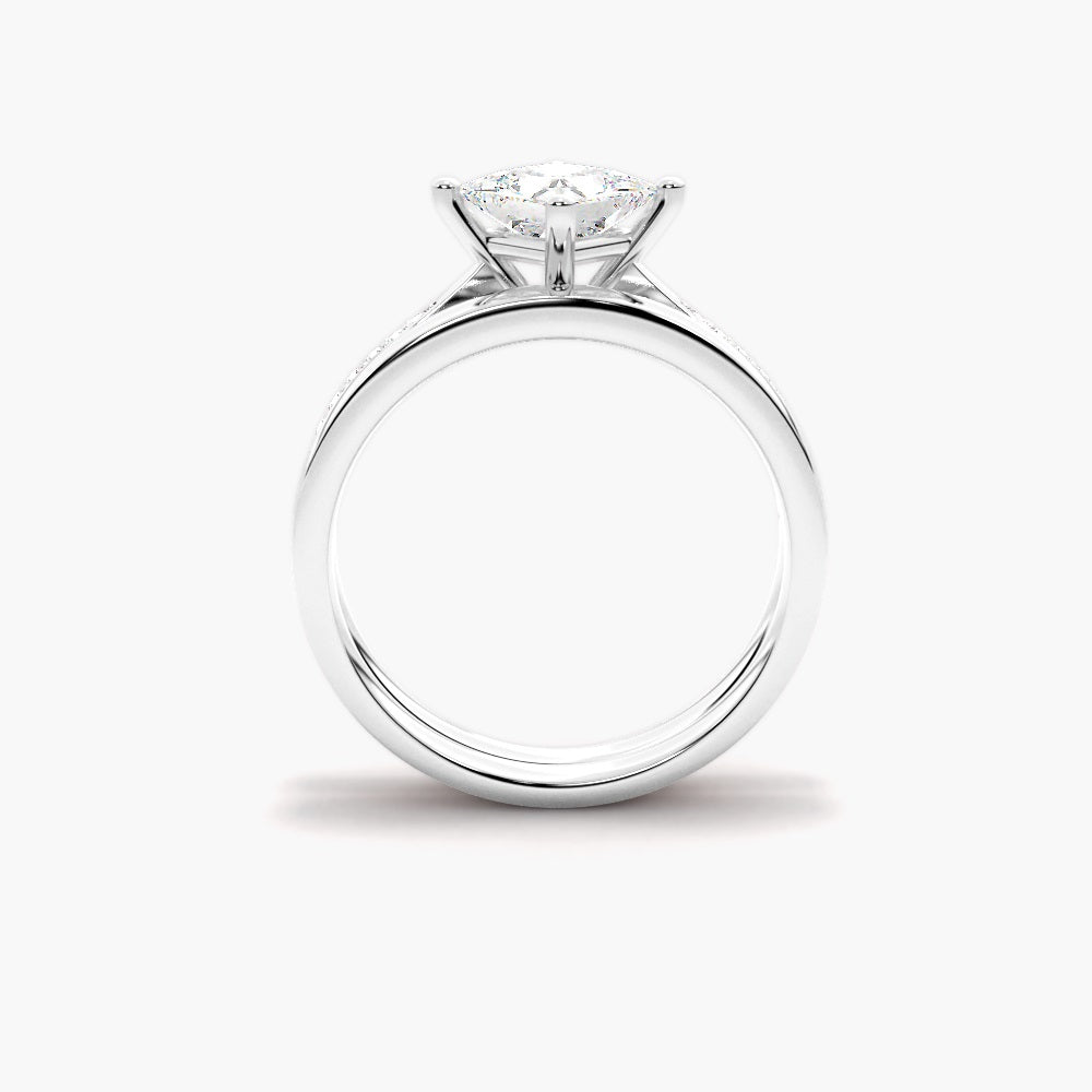 Princess Cut Pave Set Moissanite Ring Set For Anniversary Gift