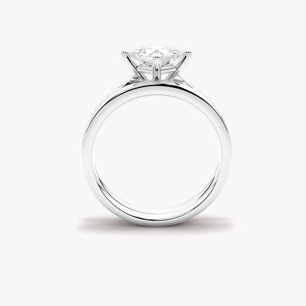 Princess Cut Pave Set Moissanite Ring Set For Anniversary Gift