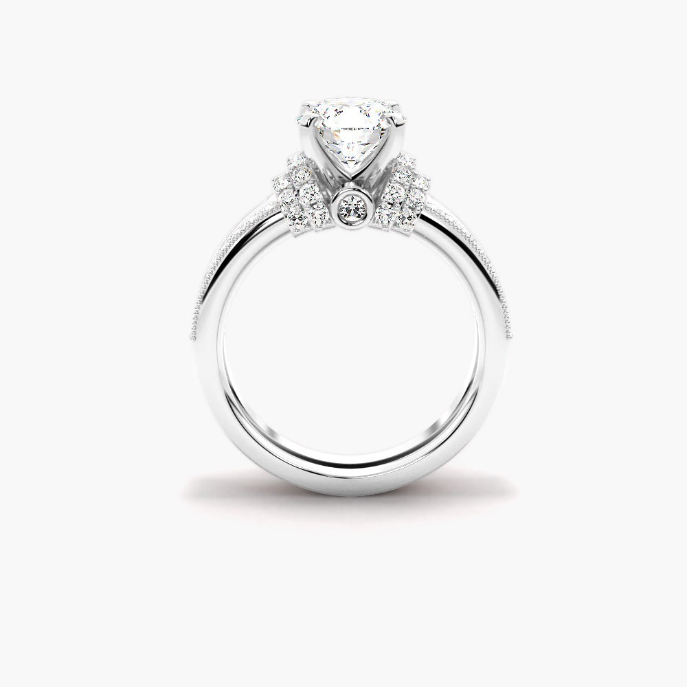 Round Cut Moissanite Pave Set Wedding Ring Set