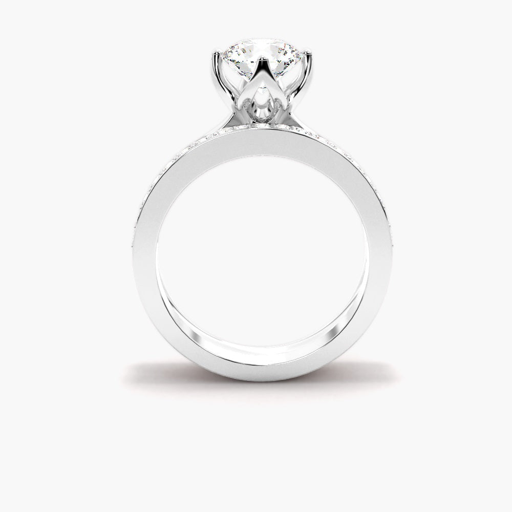 Round Cut Solitaire Moissanite Bridal Ring Set